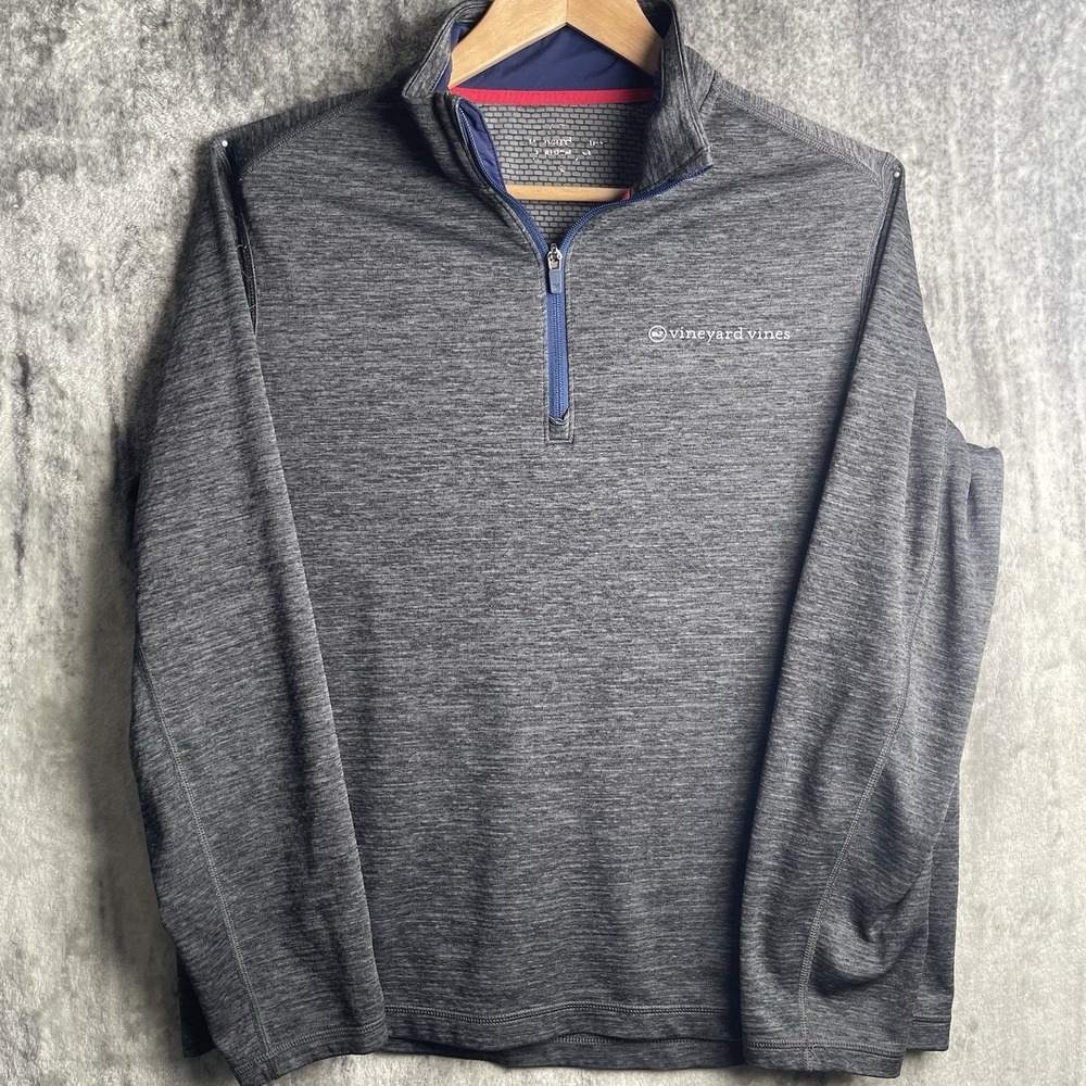 Vineyard Vines Sankaty Performance 1/4 Zip Long Sleeve Pullover Gray L